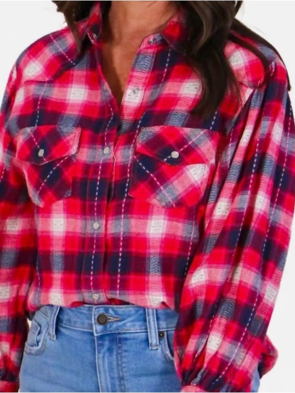 Ivy Jane Women’s Size XS Plaid Print Flannel Top In Red Multi